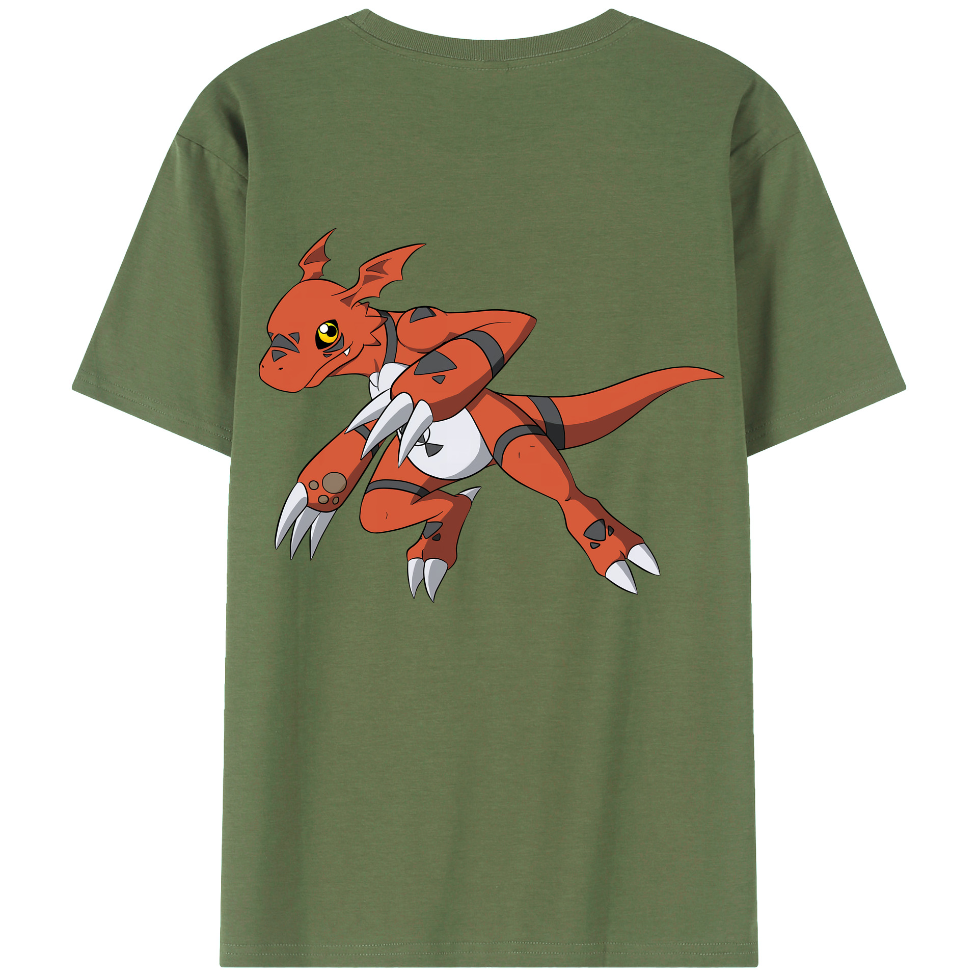 （画像用） Digimon デジタルモンスター/デジモン 綿100％ メンズ半袖Tシャツ（バックプリント） 通気性